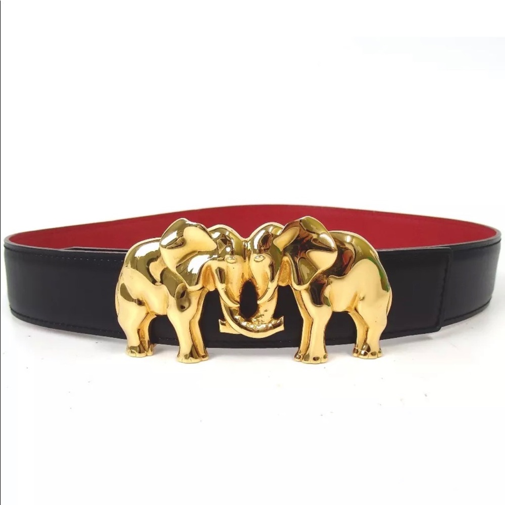 Hermès elephant reversible red and black belt